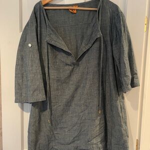 tory burch denim chambray tunic dress 14 xl